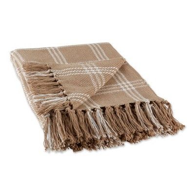 50&#34;x60&#34; Modern Farmhouse Plaid Throw Blanket Stone Brown - Design Imports | Target