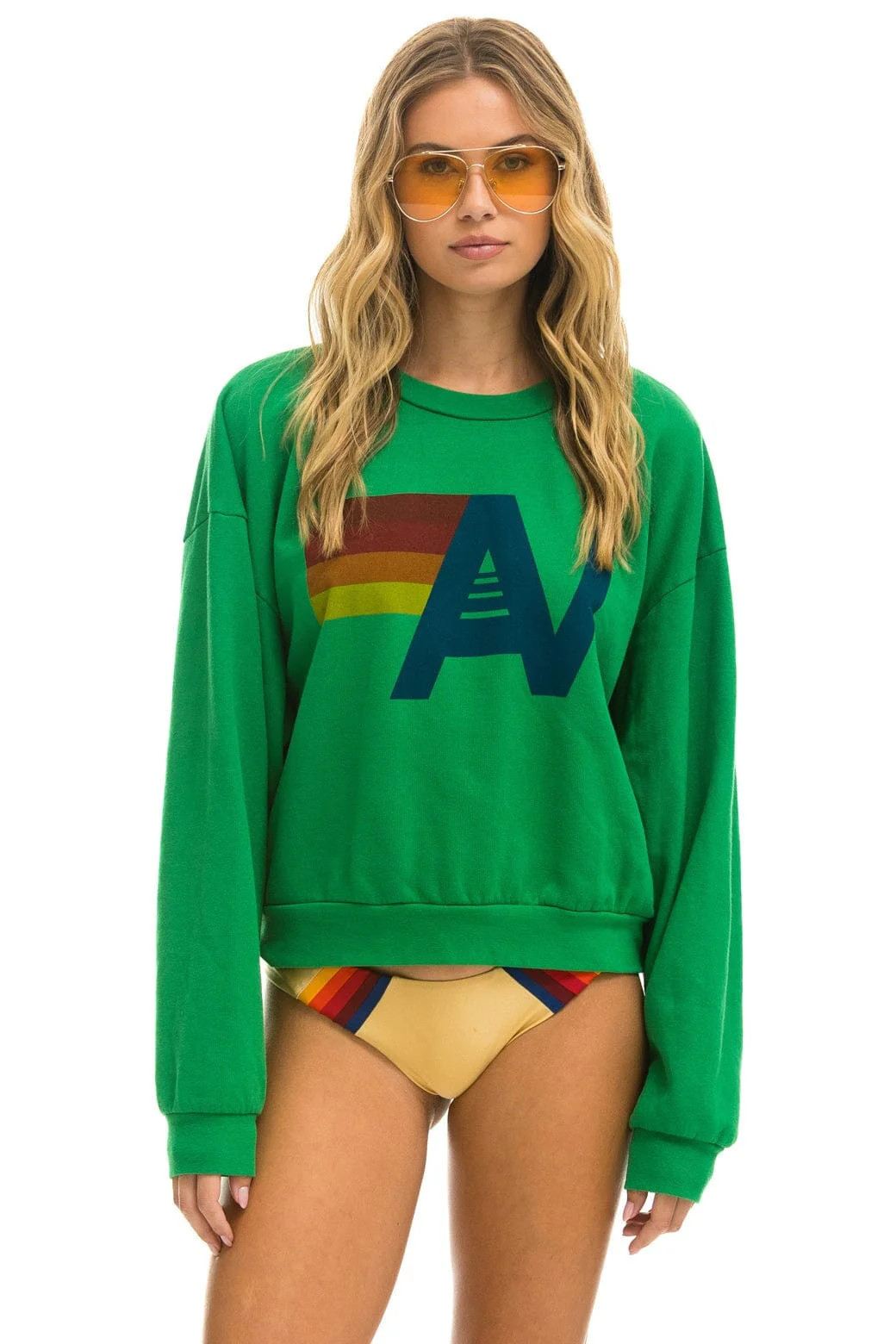 Logo Crew Sweatshirt Kelly Green | Aviator Nation | Aviator Nation