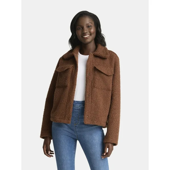 Time and Tru Women's Boucle Trucker Jacket, Midweight, Sizes XS-2X | Walmart (US)