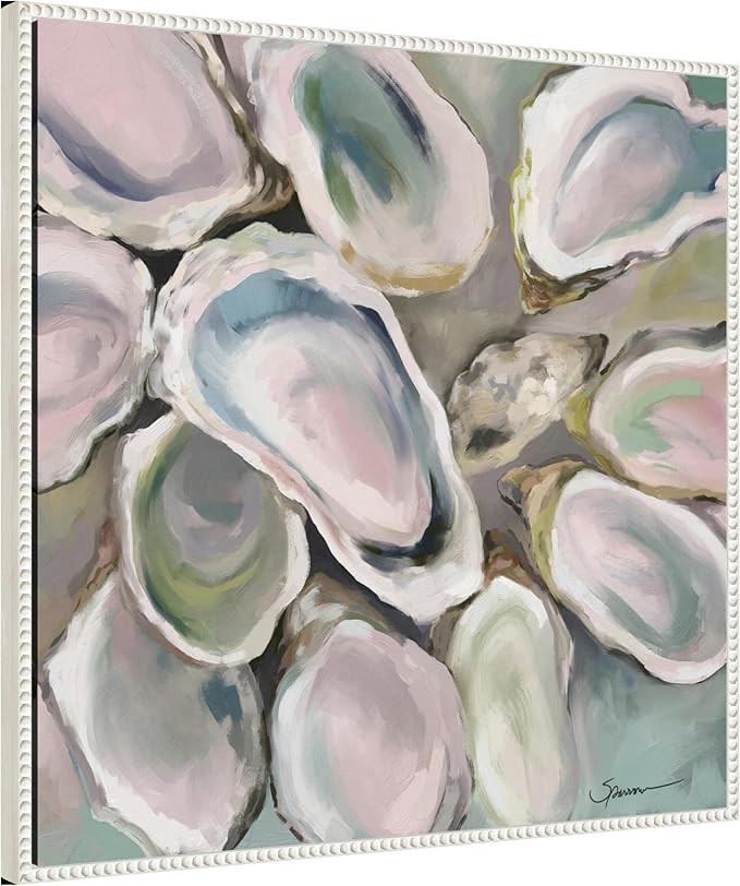 Kate and Laurel Sylvie Neutral Painterly Oyster Roast Framed Canvas Wall Art by Mary Sparrow 30 x... | Amazon (US)