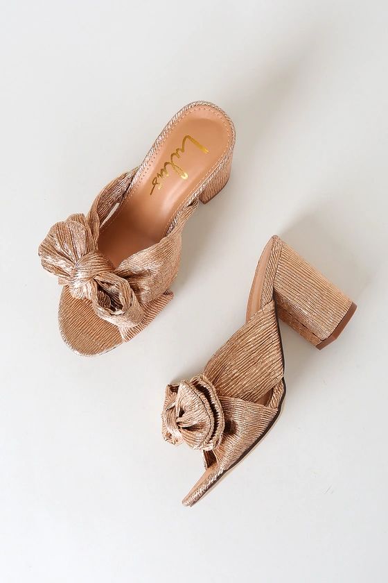 Dorothea Rose Gold Knotted High Heel Sandals | Lulus (US)