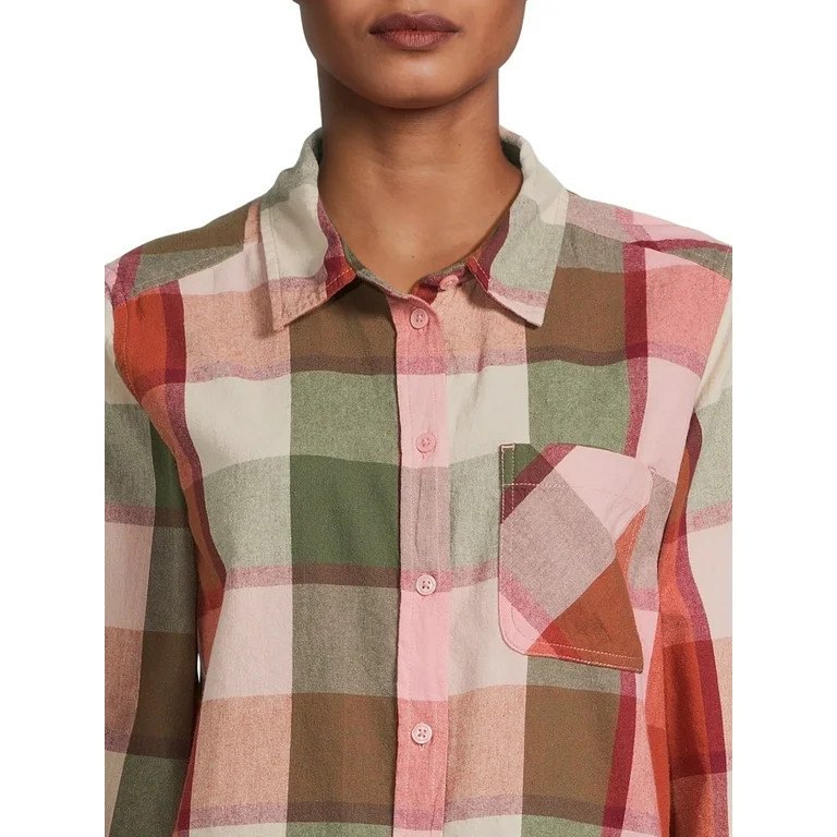 Time and Tru Women's Button Down Flannel Shirt, Sizes XS-3XL | Walmart (US)