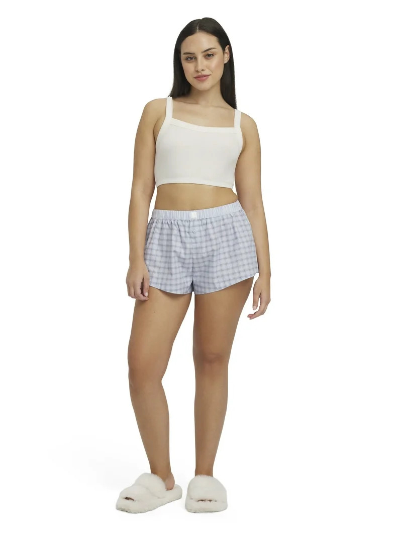 Mills by Millie Bobby Brown Women's Sleep Rib Bralette and Poplin Boxer Pajama set, Sizes XS-XXXL | Walmart (US)