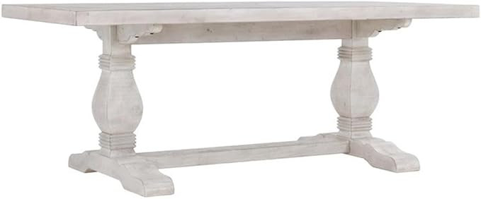 Pemberly Row 94" Reclaimed Solid Pine Wood Dining Table in Nordic Ivory | Amazon (US)