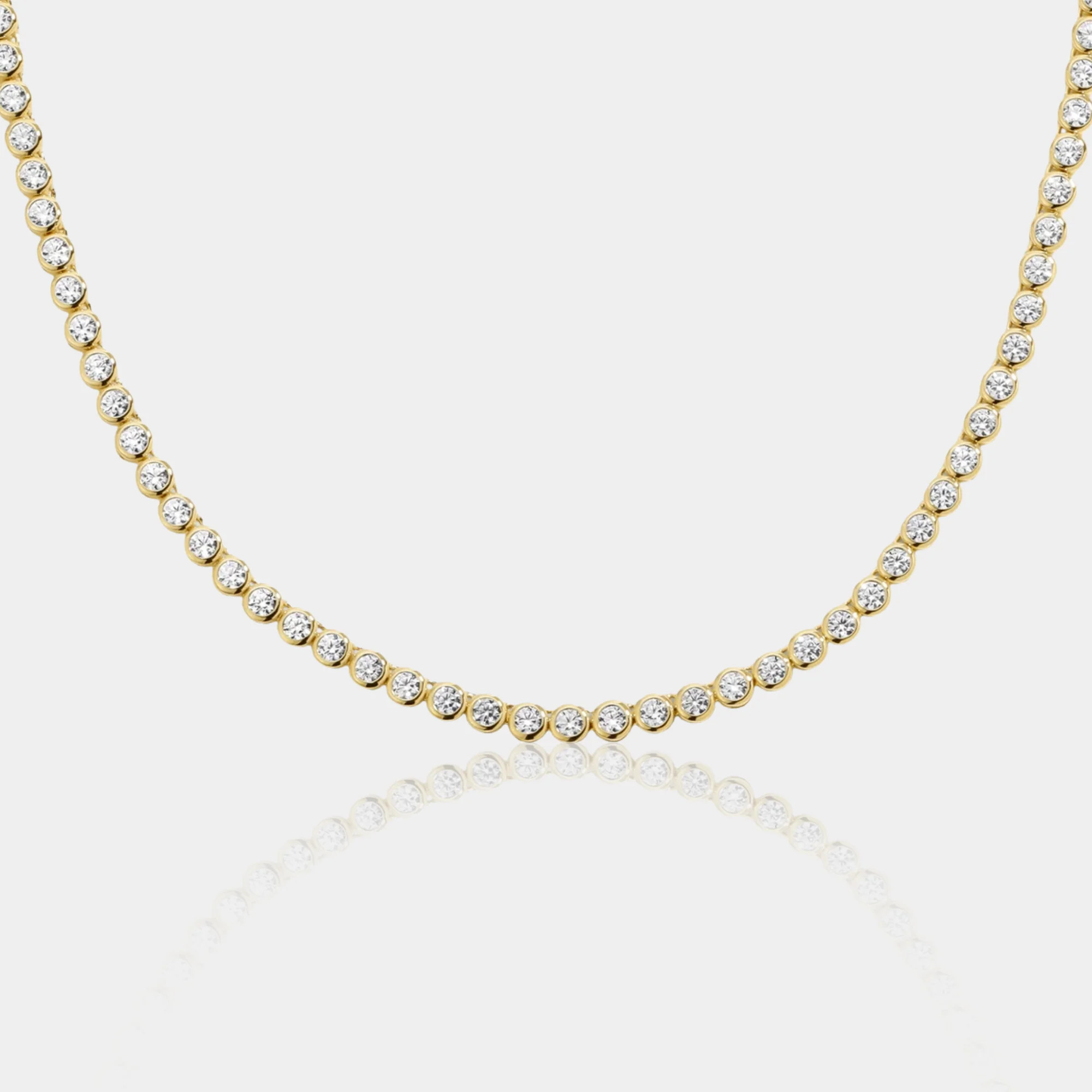 Rumi Round Bezel Set Tennis Necklace | LINK'D THE LABEL