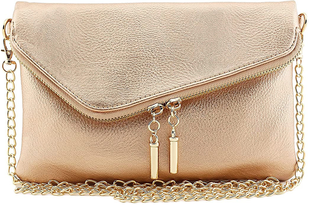 FashionPuzzle Envelope Wristlet Clutch Crossbody Bag with Chain Strap | Amazon (US)