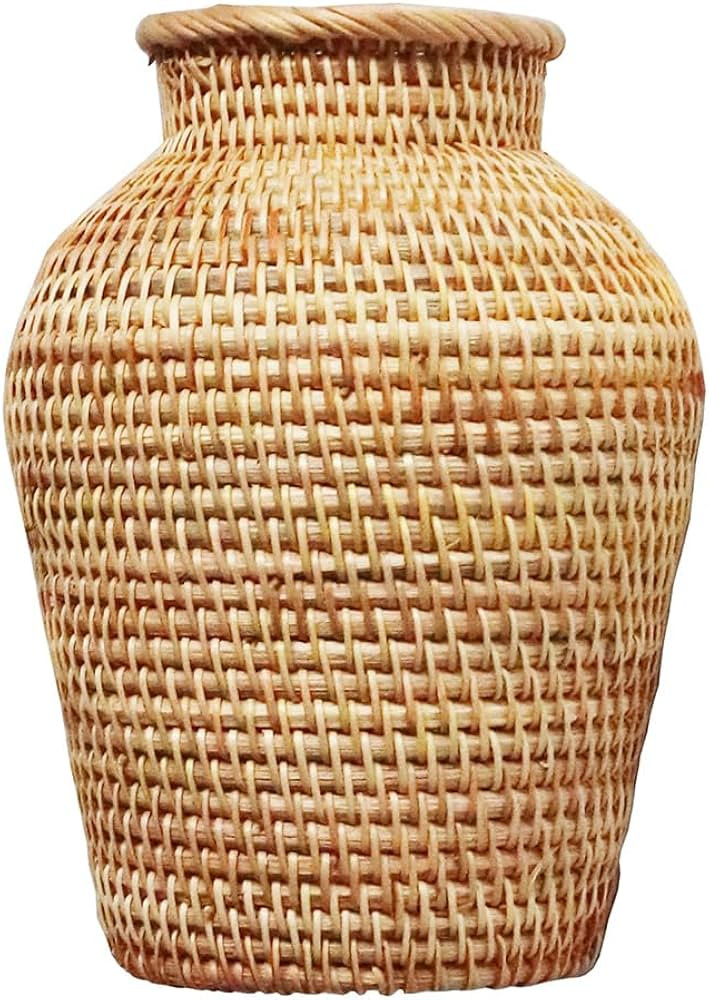 Rattan Flower Vase Rattan Rustic Plant Basket Dried Flower Holder Seagrass Flower Pot for Home We... | Amazon (US)