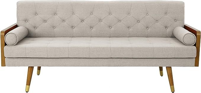 GDFStudio Christopher Knight Home Aidan Mid Century Modern Tufted Fabric Sofa, Beige | Amazon (US)