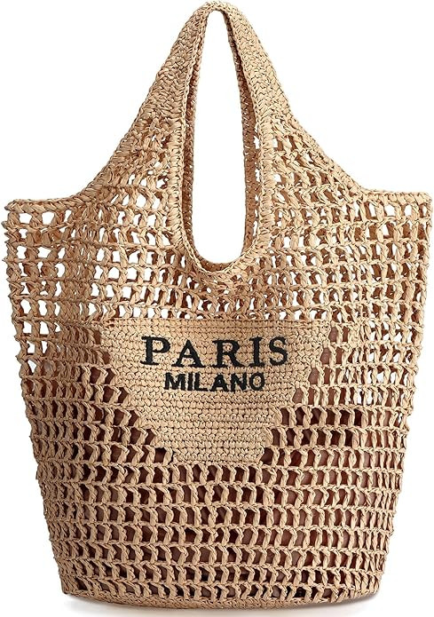 Hommtina Straw Beach Bag - Womens Crossbody Shoulder Vacation Purse for Summer | Amazon (US)