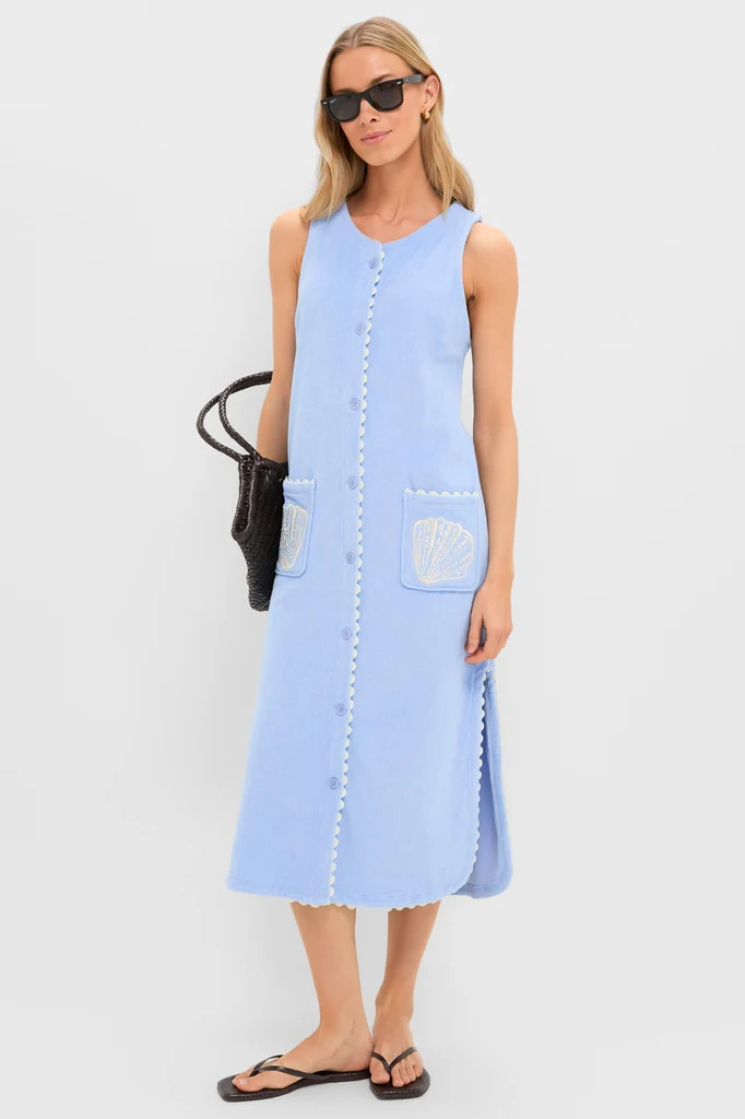 Sky Blue Embroidered Bermuda Terrycloth Caftan | Tuckernuck (US)