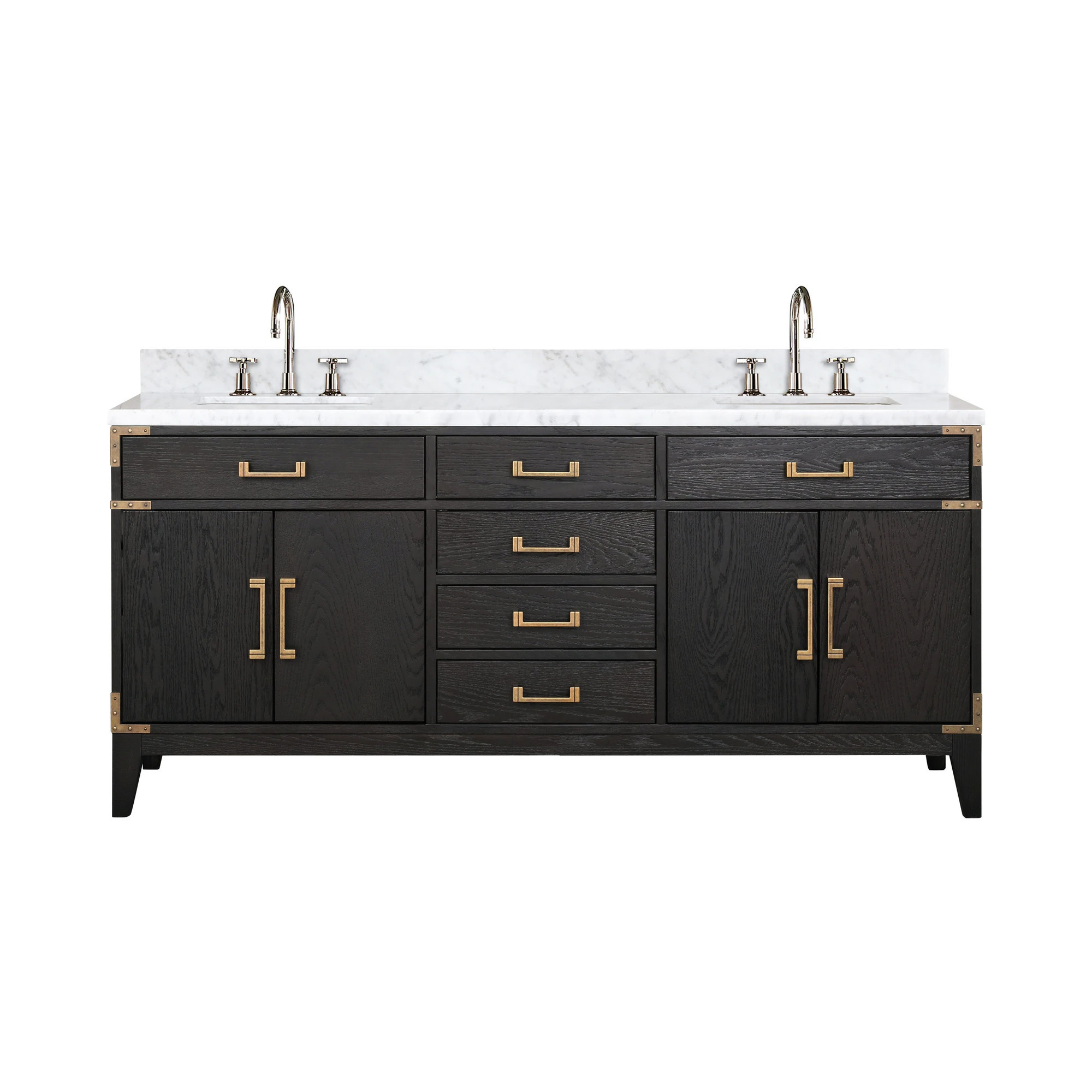 Lexora Wilton 72-in Black Oak Undermount Double Sink Bathroom Vanity with White Carrara Marble Marble Top (Faucet Included) | LVW72DJ101 | Lowe's