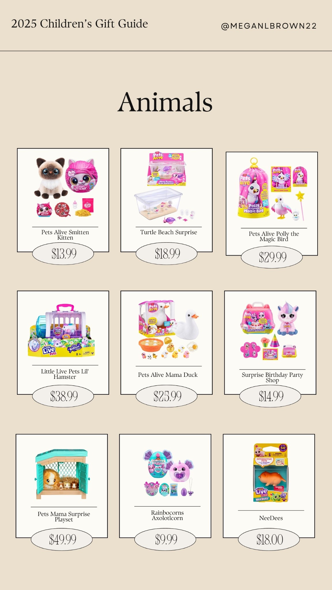 2025 Christmas gift guide for kids and toddlers who love animal and pet toys! Here’s a compiled list of animal toys,  including pet alive, little pets and more! #giftguide #christmasgifta 

#LTKKids #LTKBaby #LTKFamily