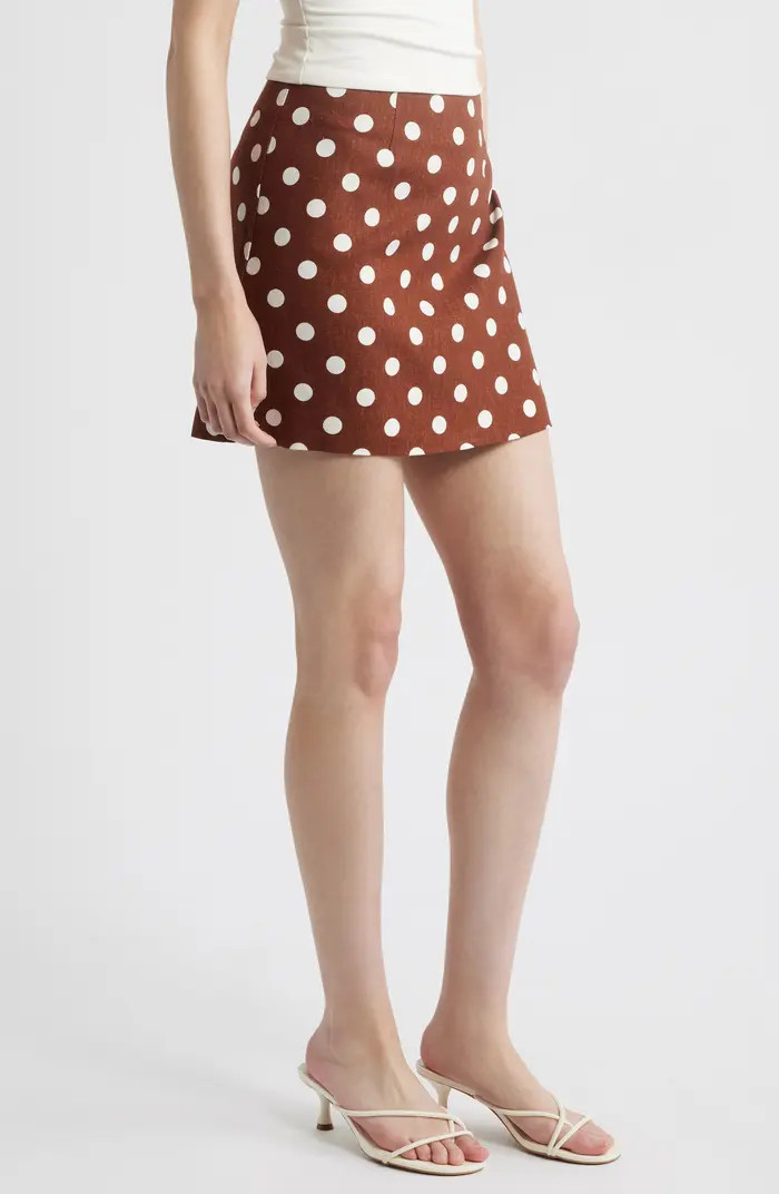 WAYF Elle Polka Dot Linen Blend Miniskirt | Nordstrom | Nordstrom