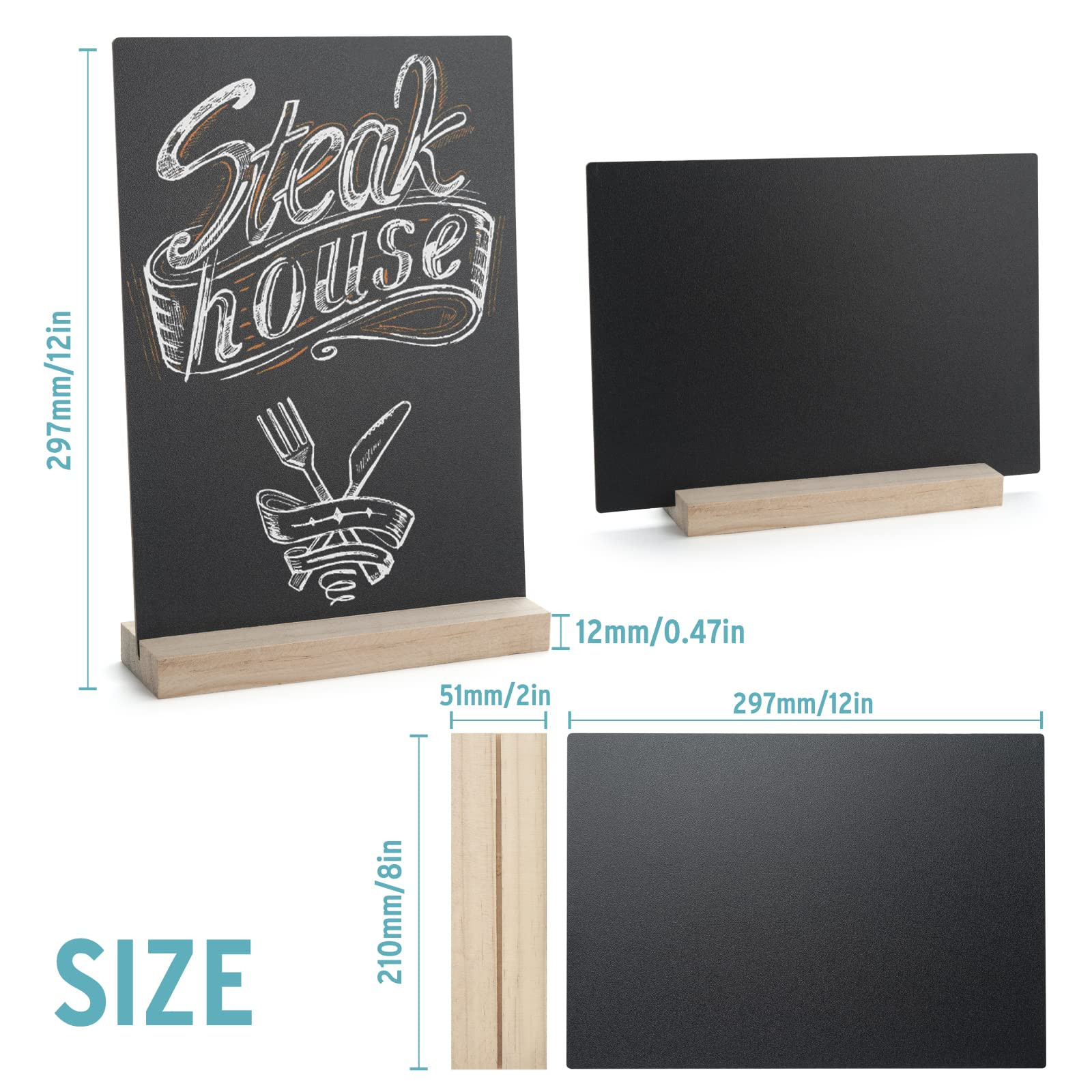 ONUPGO 8 x12 Inch Tabletop Chalkboard Sign with Base Stand, Menu Chalk Board Sign Store Food Signs, Message Boards for Party, Wedding, Tables Decoration, Bar and Restaurant | Amazon (US)