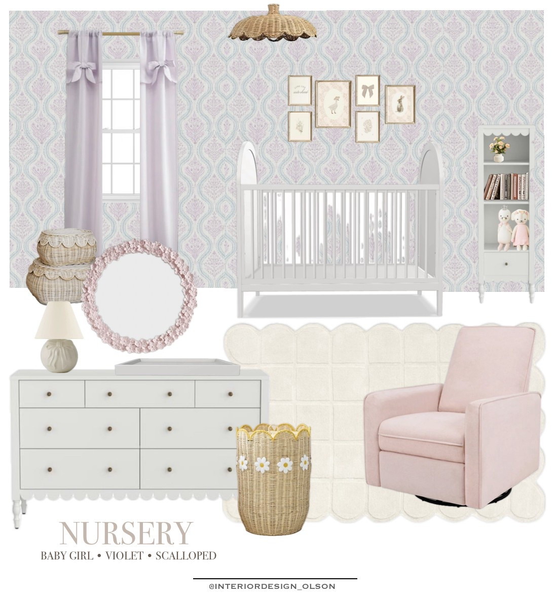 From baby to toddler 💕 This sweet scalloped room grows with her—soft violet tones, charming florals, and whimsical touches make it perfect for your little girl at every stage. I updated this nursery to a toddler-friendly space while keeping the cozy, feminine feel.
Everything is linked—scalloped rug, rattan storage, floral mirror, and the comfiest blush swivel chair!
#toddlersroom #babygirltoddlerroom #scallopednursery #pastelroom #ltkbaby #ltkkids #ltkhome #toddlerroomideas #girltoddlerroom #growwithmebedroom #houseofolson
