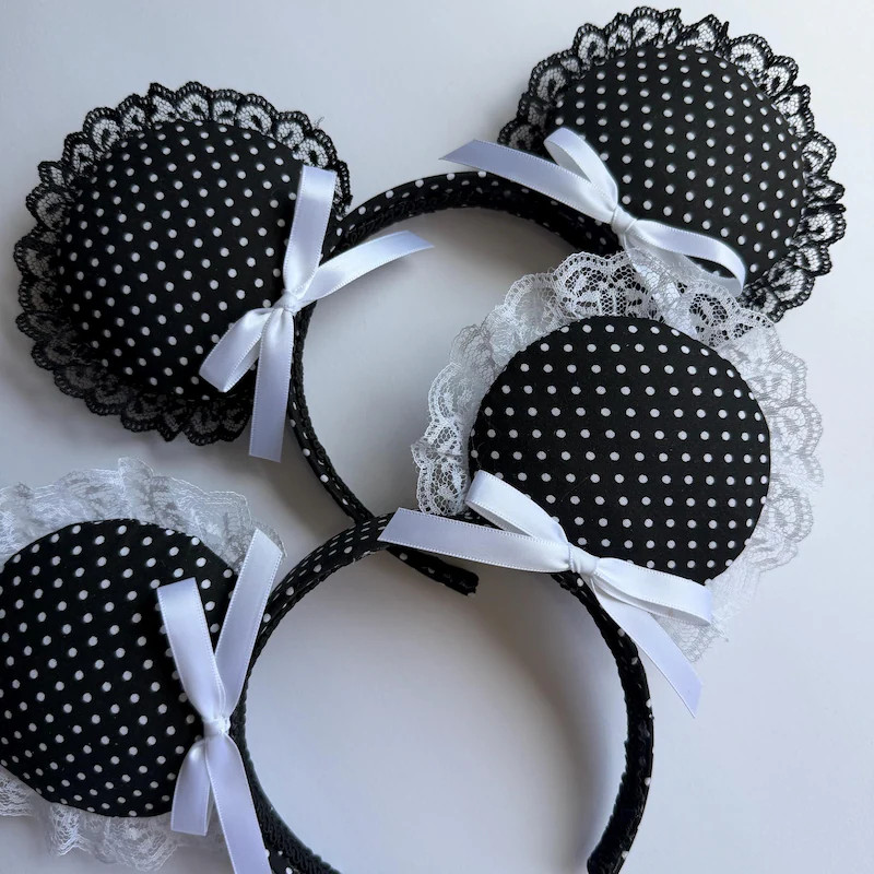 Polka Dot Lace Coquette Minnie Ears - Etsy | Etsy (Global)