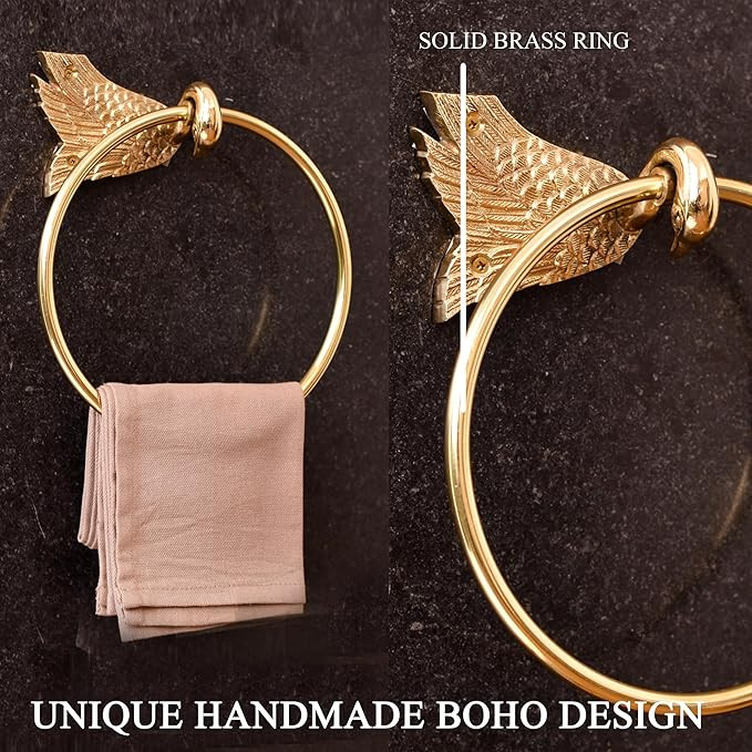 IndianShelf Premium Swan Brass Towel Ring - Antique Gold Towel Ring - Gold Hand Towel Holder for ... | Amazon (US)