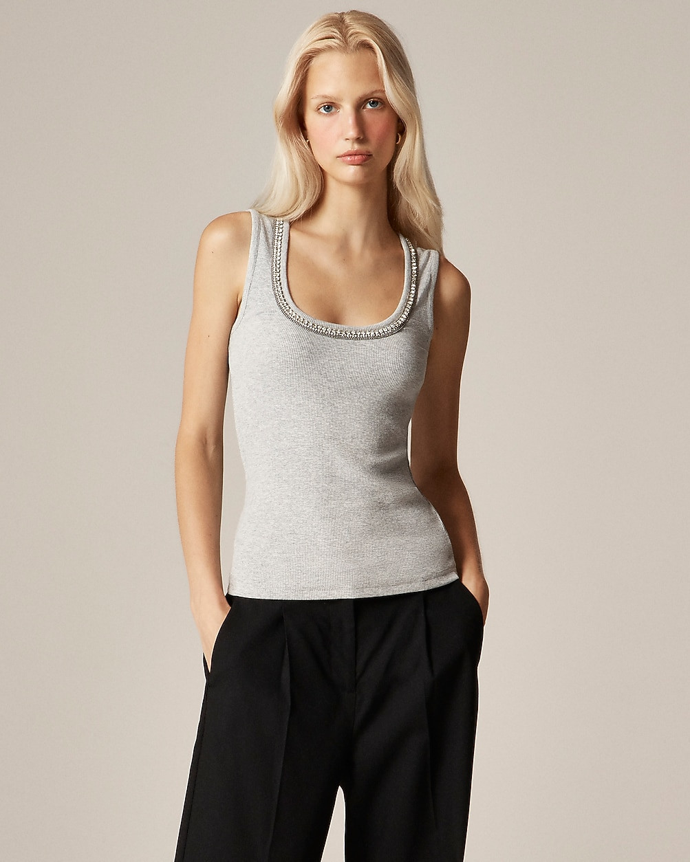 Perfect rib embellished tank top | J. Crew US
