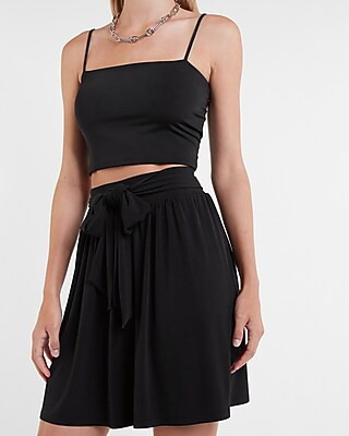 High Waisted Tie Front Mini Skirt | Express