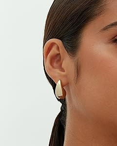 PAVOI 14K Gold Plated 925 Sterling Silver Post Teardrop Chunky Hoop Earrings - Lightweight Drop E... | Amazon (US)