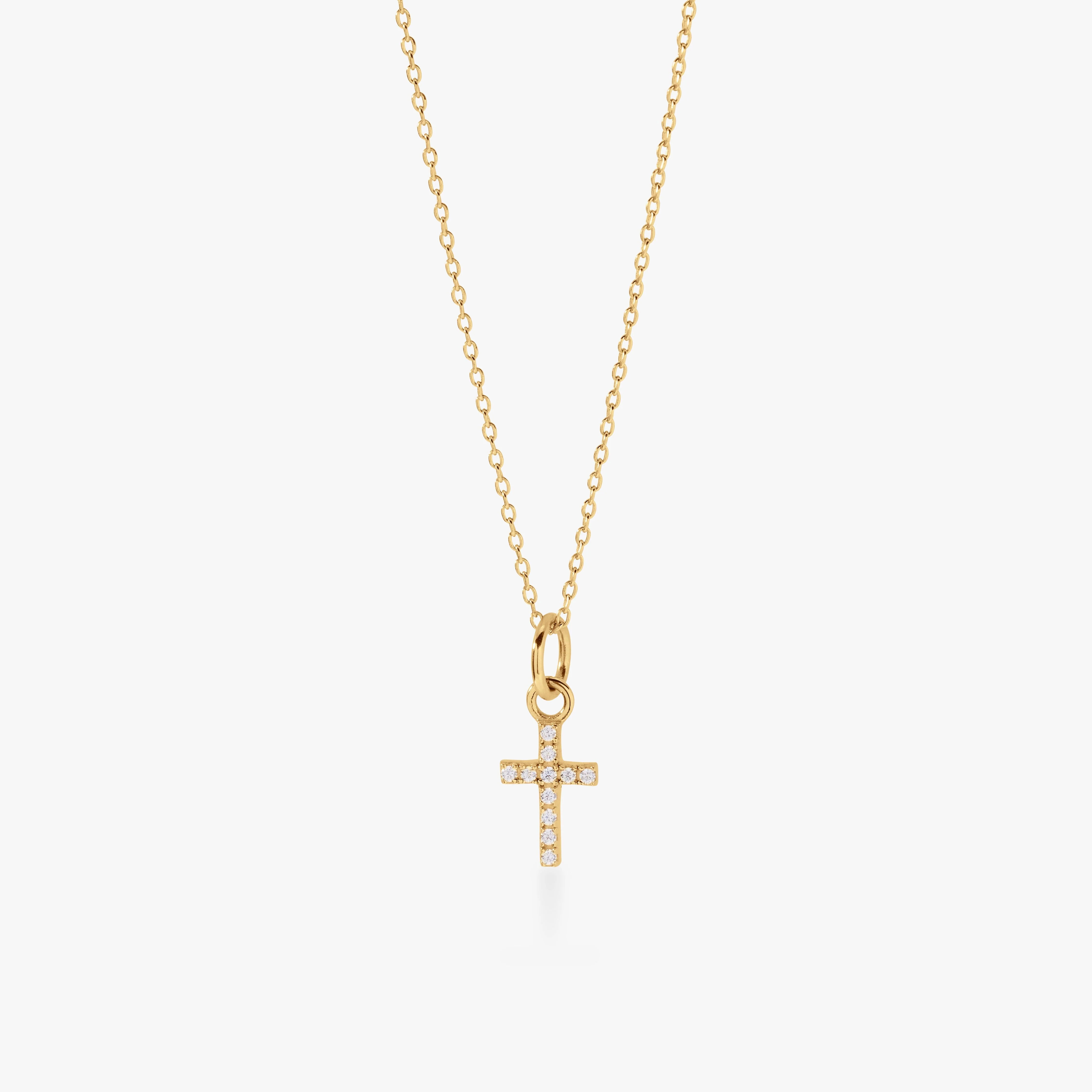 Pav\u00e9 Cross Necklace | Tiny Tags (US)