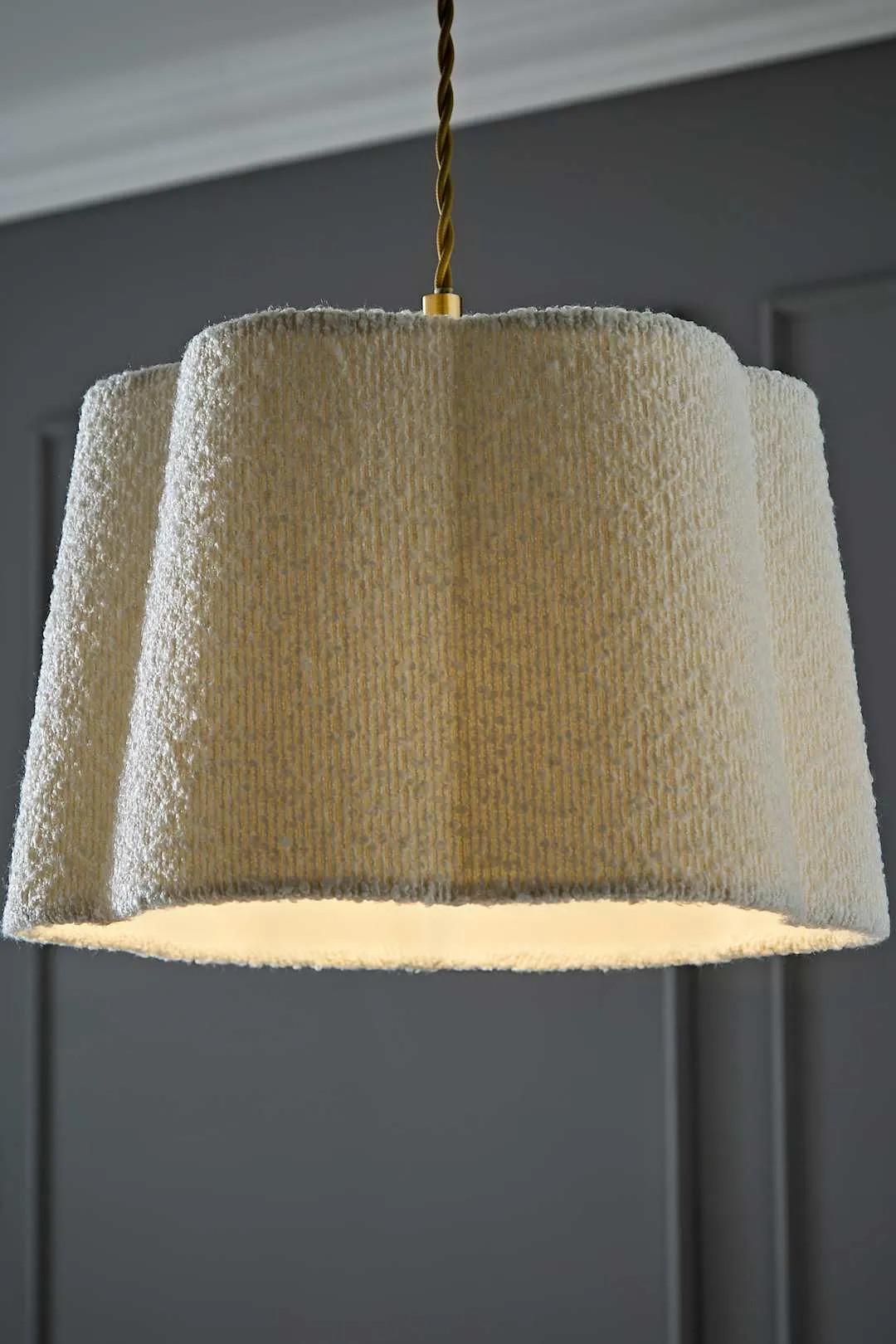 Cream ValueLights Boucle Scallop Shape Ceiling Floor Table Lamp Shade | Debenhams | Debenhams UK