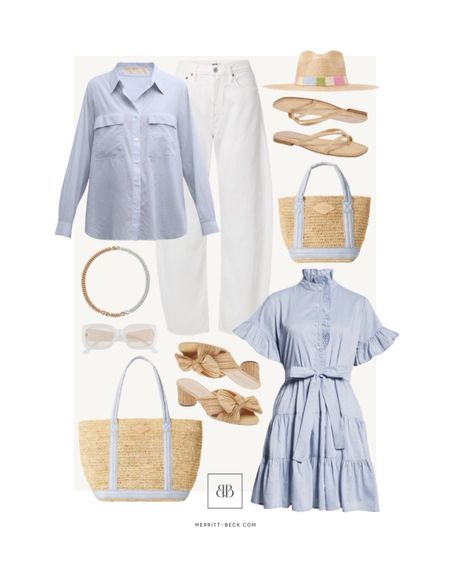 Effortless summer styles in blue, white and raffia 🤍

#LTKItBag #LTKShoeCrush #LTKFindsUnder100