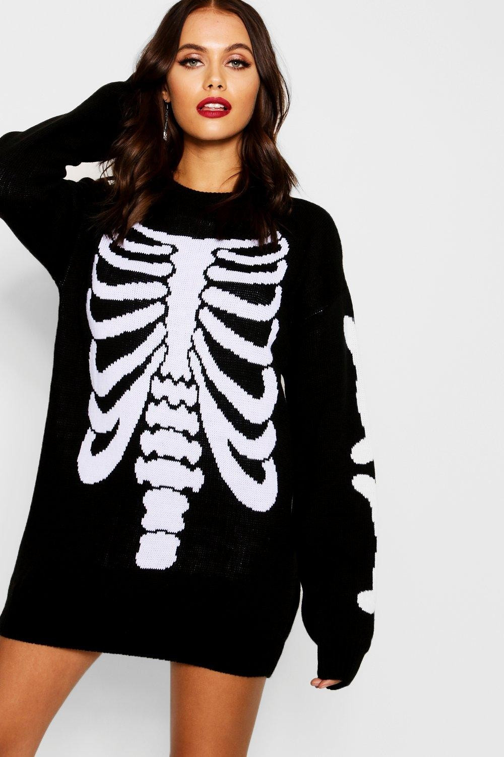 Halloween Skeleton Knitted Sweater Dress | Boohoo.com (US & CA)