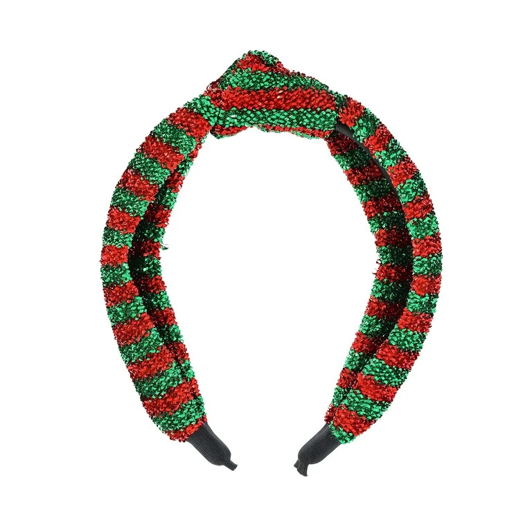 Holiday Time Tinsel Knotted Headband, Green/Red - Walmart.com | Walmart (US)