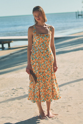Maeve Printed A-Line Halter Midi Dress | Anthropologie (US)