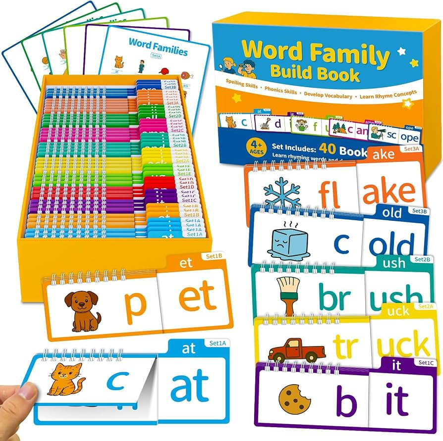 Phonics Flash Cards & Word Family Build Book, 40 Read & Rhyme Flip Books, Learn to Read for Kids ... | Amazon (US)