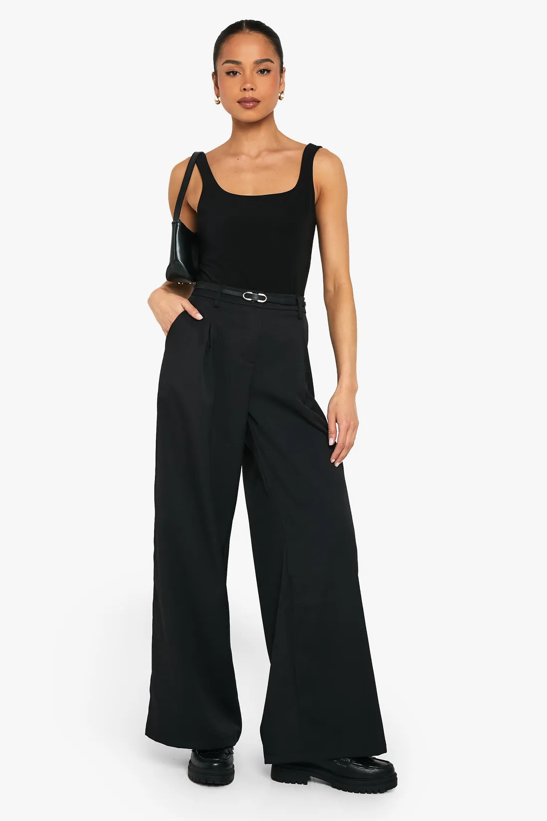 Tailored Pleated  Wide Leg Trousers | Boohoo.com (UK & IE)