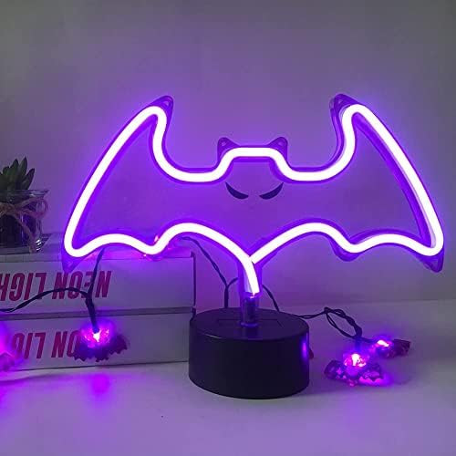 Purple Bat Neon Sign,Halloween Spooky Bat Light with Pattern, Holiday Indoor Table Lamp Decoration,U | Amazon (US)