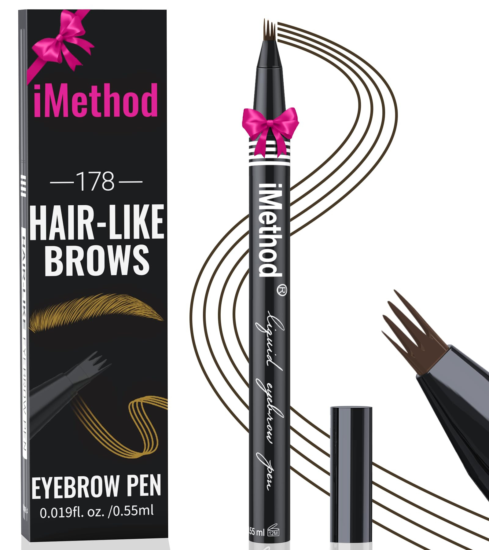 iMethod Eyebrow Pen - Eyebrow Pencil with Micro 4-Fork Tip, Microblading Eyebrow Pen for Natural ... | Amazon (US)