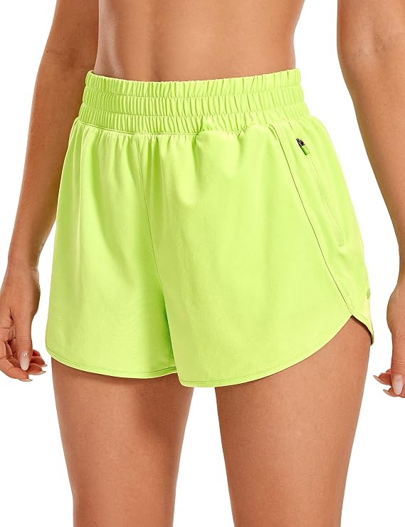 CRZ YOGA Women's High Waisted Running Shorts Mesh Liner - 3'' Dolphin Quick Dry Athletic Gym Trac... | Amazon (US)