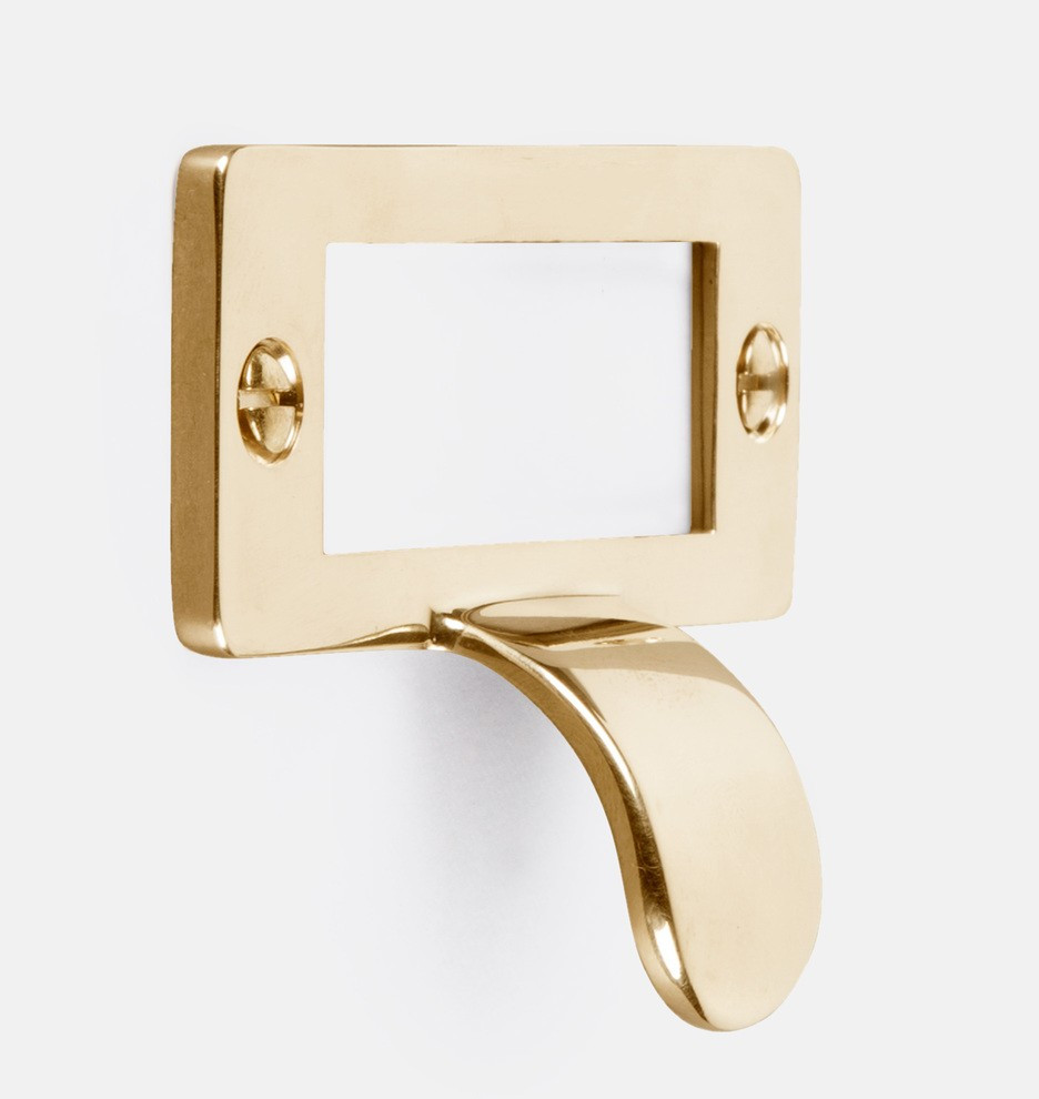 Brass Finger Pull with Label Holder | Rejuvenation