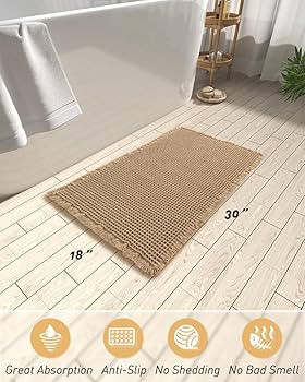 AMOAMI Upgraded Waffle Bath Mat, Super Absorbent Non Slip Bath Mats for Bathroom Floor, Machine W... | Amazon (US)