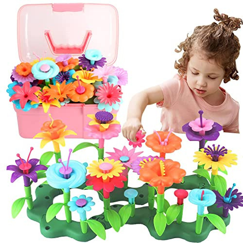 CENOVE Birthday Toys Gift for 3 4 5 6 7 Year Old Girls and Boys,Flower Garden Building Toy with Carry Box, STEM Toys for Preschool Children Educational Activity(130 Pcs) | Amazon (US)