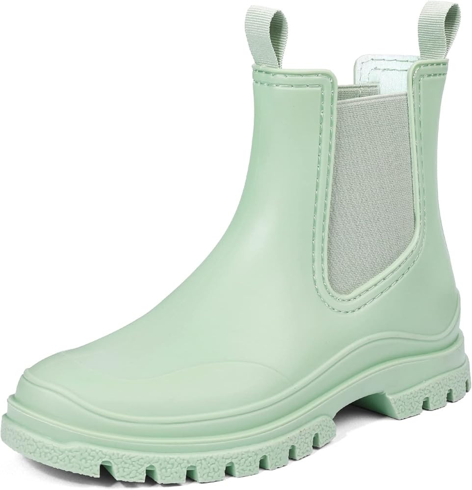 DKSUKO Women's Short Rain Boots Rubber Waterproof Garden Boots Elastic Slip On Ankle Chelsea Boot... | Amazon (US)