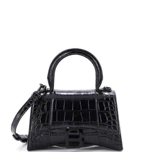 Balenciaga, Pre-Loved Hourglass Top Handle Bag Crocodile Embossed Leather XS, Black | Amazon (US)