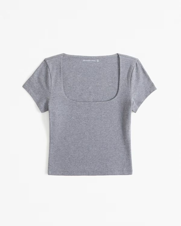 Women's Cotton-Blend Seamless Fabric Squareneck Cropped Top | Women's Tops | Abercrombie.com | Abercrombie & Fitch (US)