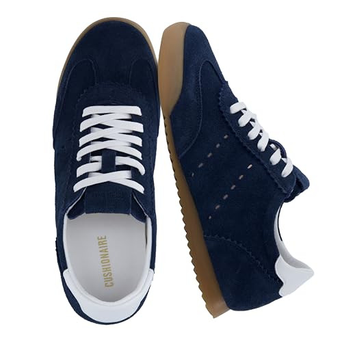 CUSHIONAIRE Tick Tock Women's Genuine Leather Lace-Up Casual Sneaker – Retro-Inspired Walking S... | Amazon (US)