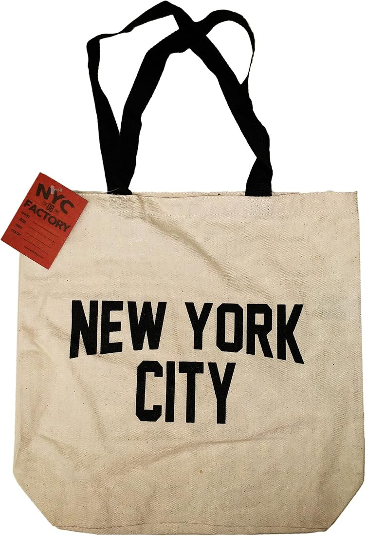 NYC Tote Bag Canvas New York City Gift Souvenir Black Straps | Amazon (US)