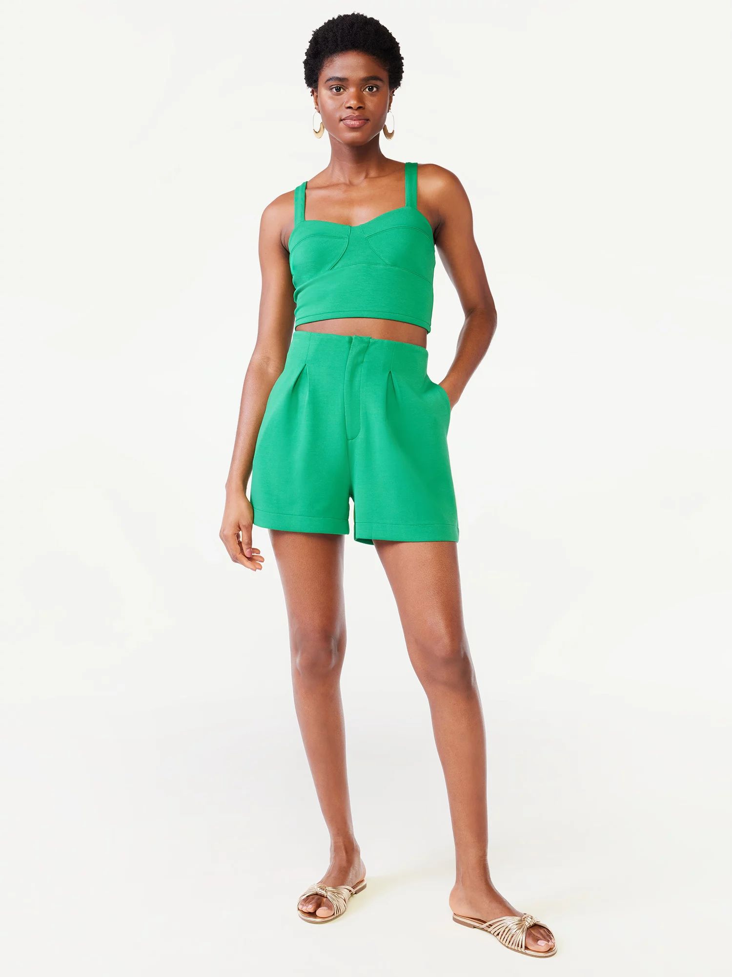 Scoop Women's Pleated Scuba Shorts | Walmart (US)