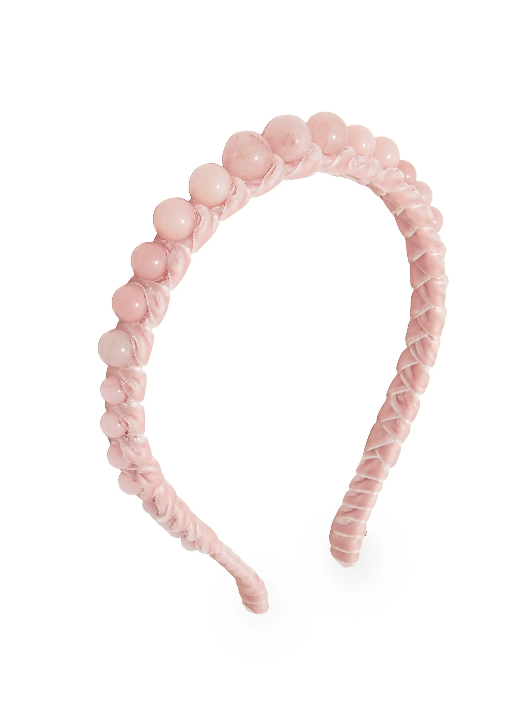 Rose Quartz-Embellishd Velvet Headband | Saks Fifth Avenue