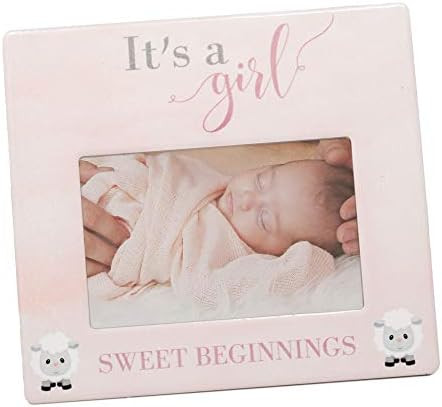 Baby Girl Photo Frame - Pink It's a Girl Sweet Beginnings Cute White Sheep Design - Newborn Daugh... | Amazon (US)