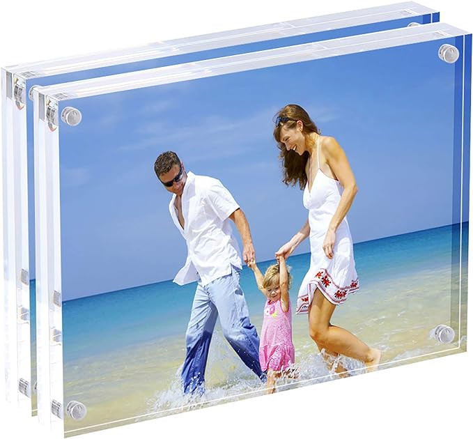 Acrylic Photo Frames,3.5x5'' Double Sided Magnetic Picture Frame, Desktop Frameless Postcard Disp... | Amazon (US)