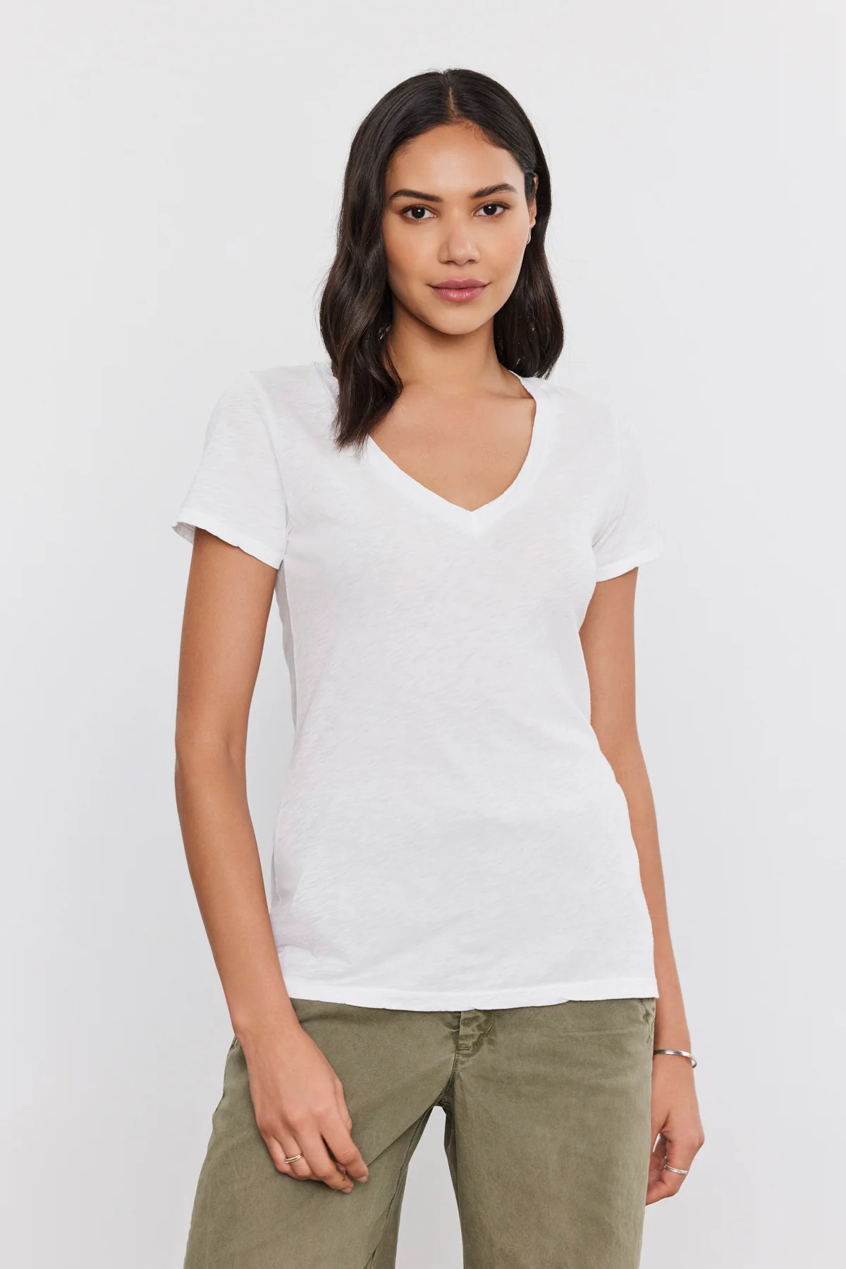 Lilith Cotton Slub V-Neck Tee | Velvet By Graham & Spencer | Velvet by Graham & Spencer