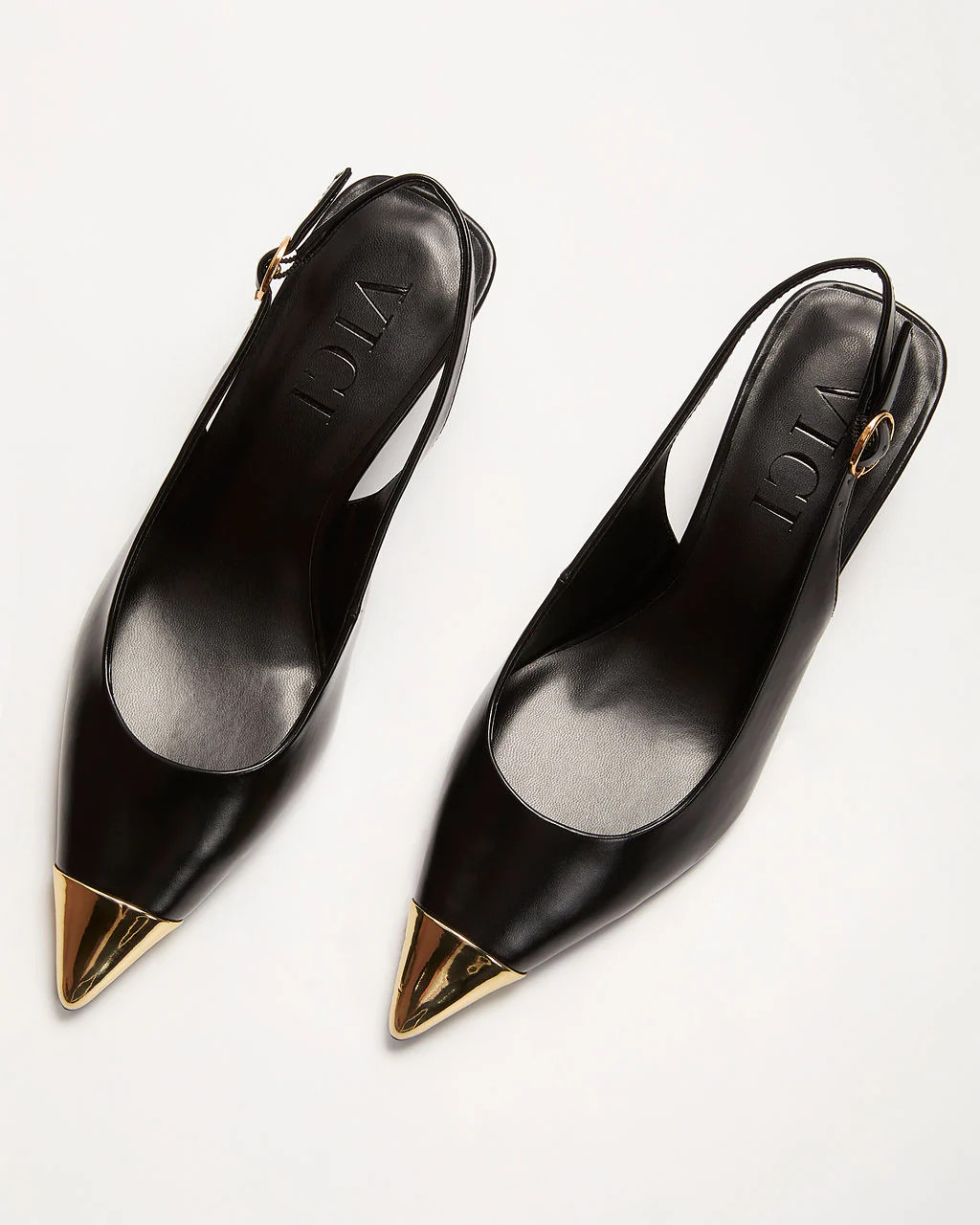 Denzel Metallic Tip Slingback Heels | VICI