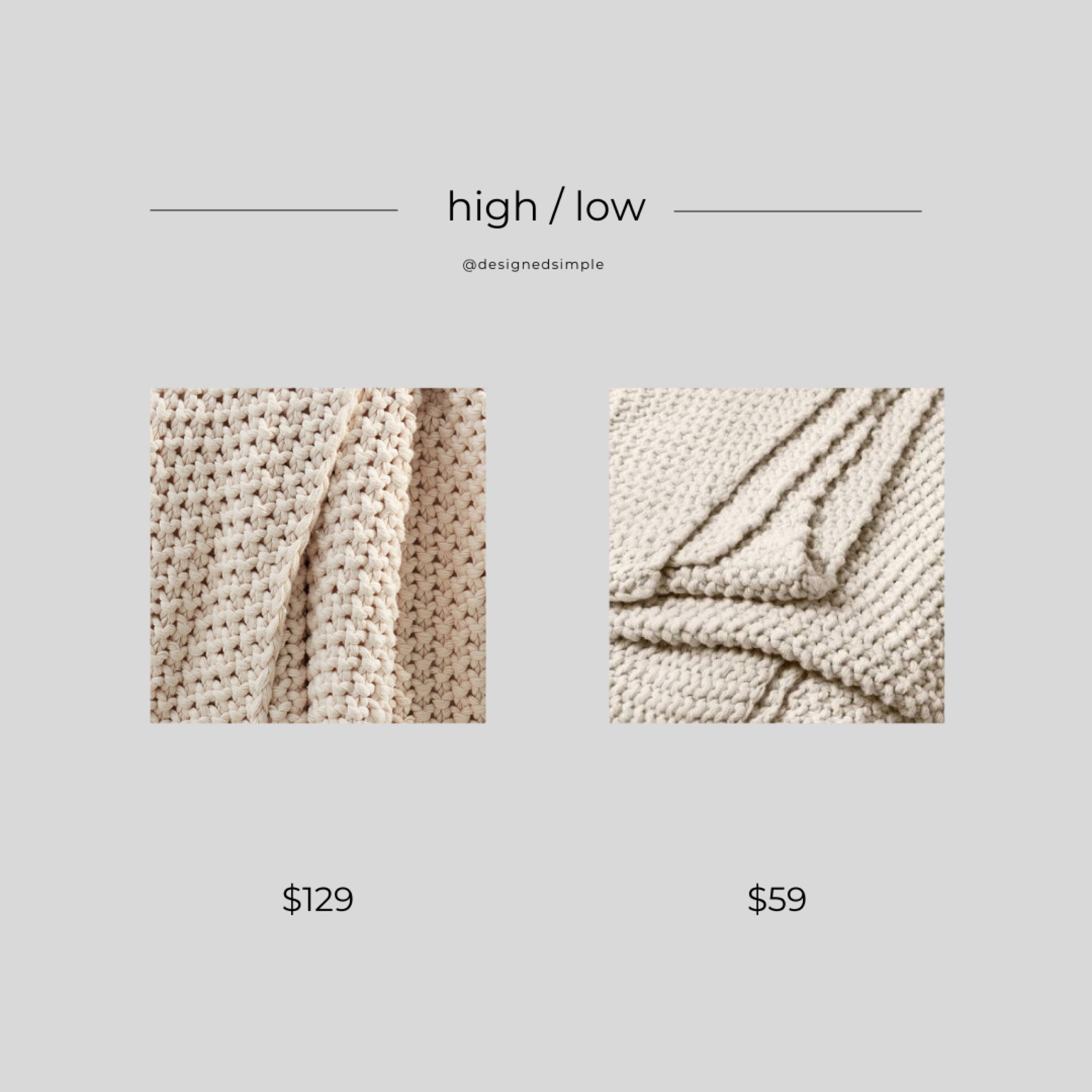 High low, get the look, splurge or save, pottery barn dupe, designer dupe, Target does it again, knitted blanket, bed blanket

#LTKstyletip #LTKFind #LTKhome